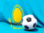 Kazakhstan. Flag with football in front of it. Download icon.