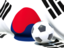 South Korea. Flag with football in front of it. Download icon.