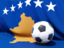 Kosovo. Flag with football in front of it. Download icon.