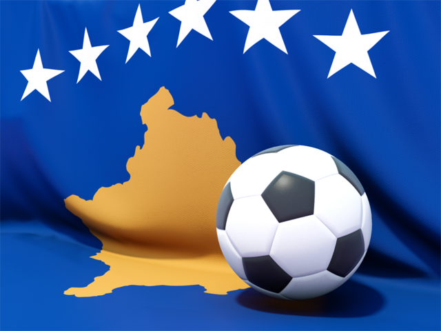 Flag with football in front of it. Download flag icon of Kosovo at PNG format