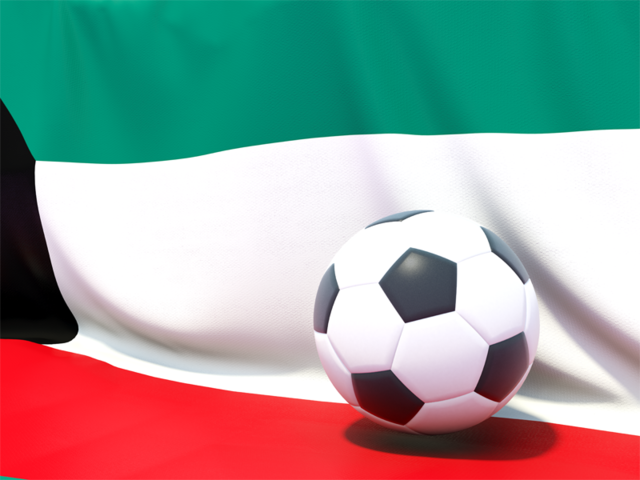 Футбольный мяч на фоне флага. Скачать флаг. Кувейт