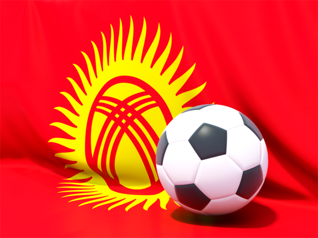 Flag with football in front of it. Download flag icon of Kyrgyzstan at PNG format