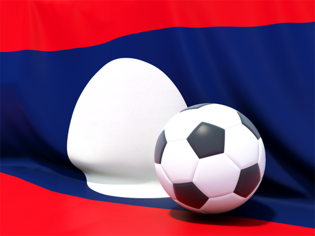 Футбольный мяч на фоне флага. Скачать флаг. Лаос