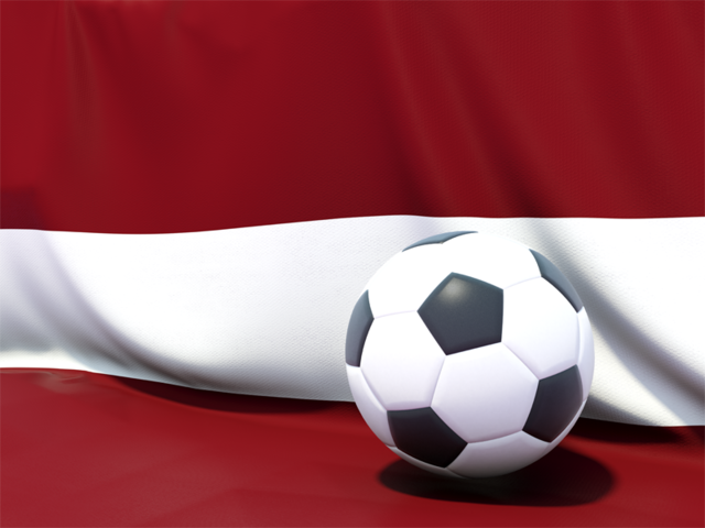 Flag with football in front of it. Download flag icon of Latvia at PNG format