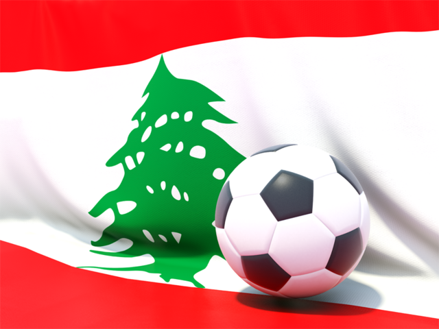 Flag with football in front of it. Download flag icon of Lebanon at PNG format