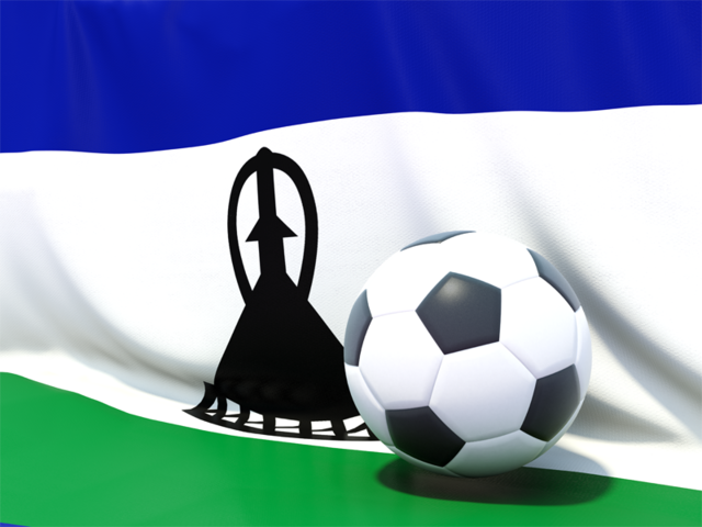 Футбольный мяч на фоне флага. Скачать флаг. Лесото