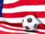 Либерия. Футбольный мяч на фоне флага. Скачать иллюстрацию.