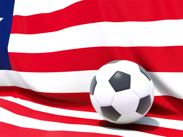 Flag with football in front of it. Download flag icon of Liberia at PNG format