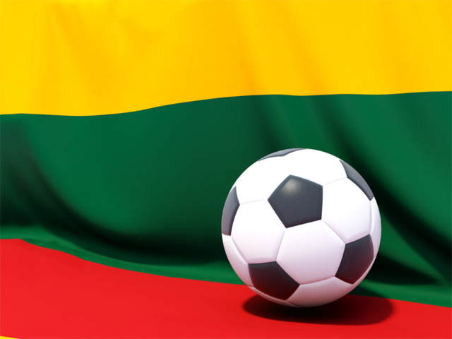 Flag with football in front of it. Download flag icon of Lithuania at PNG format