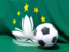 Macao. Flag with football in front of it. Download icon.