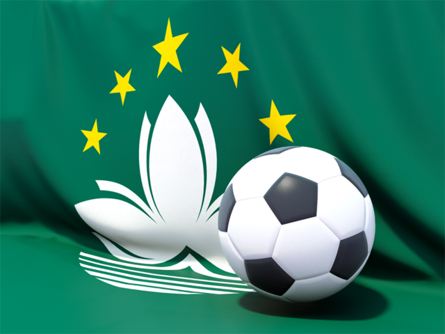 Flag with football in front of it. Download flag icon of Macao at PNG format