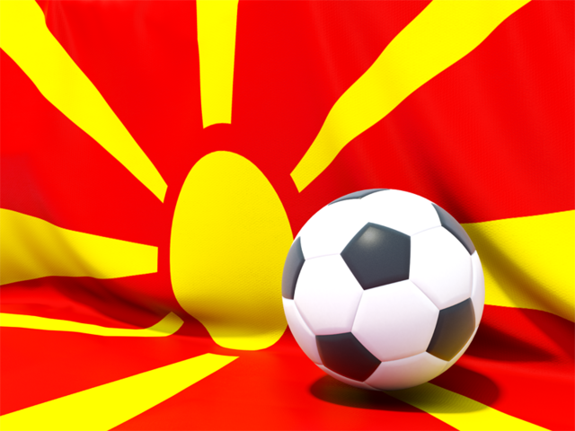 Футбольный мяч на фоне флага. Скачать флаг. Македония