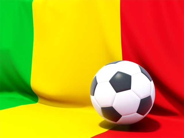 Футбольный мяч на фоне флага. Скачать флаг. Мали