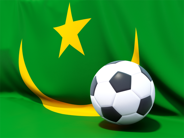 Flag with football in front of it. Download flag icon of Mauritania at PNG format