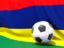 Mauritius. Flag with football in front of it. Download icon.