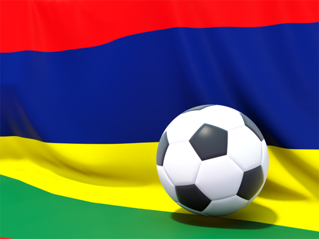 Flag with football in front of it. Download flag icon of Mauritius at PNG format