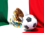 Mexico. Flag with football in front of it. Download icon.