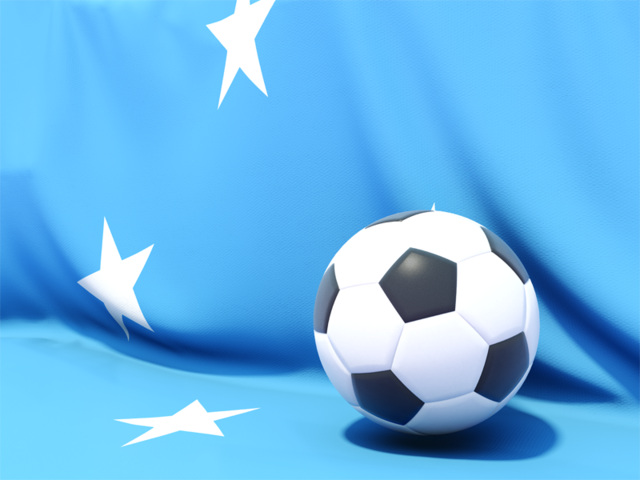 Футбольный мяч на фоне флага. Скачать флаг. Микронезия