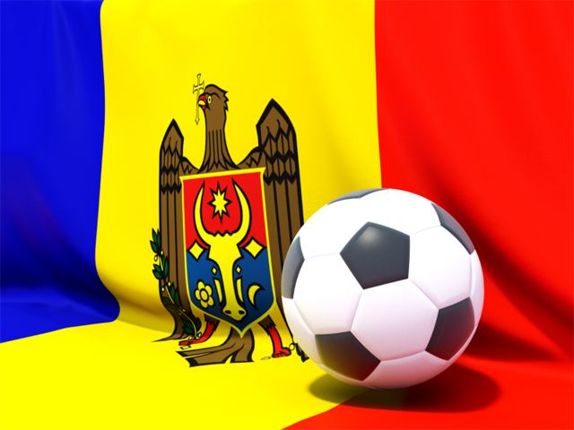 Flag with football in front of it. Download flag icon of Moldova at PNG format
