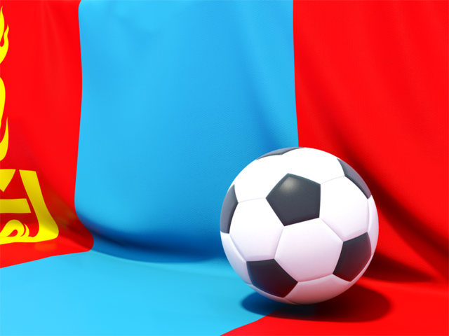Футбольный мяч на фоне флага. Скачать флаг. Монголия