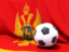 Montenegro. Flag with football in front of it. Download icon.