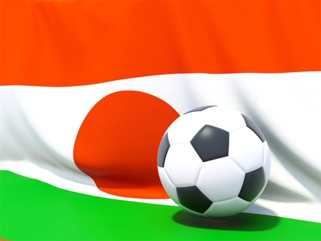 Flag with football in front of it. Download flag icon of Niger at PNG format