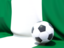 Nigeria. Flag with football in front of it. Download icon.
