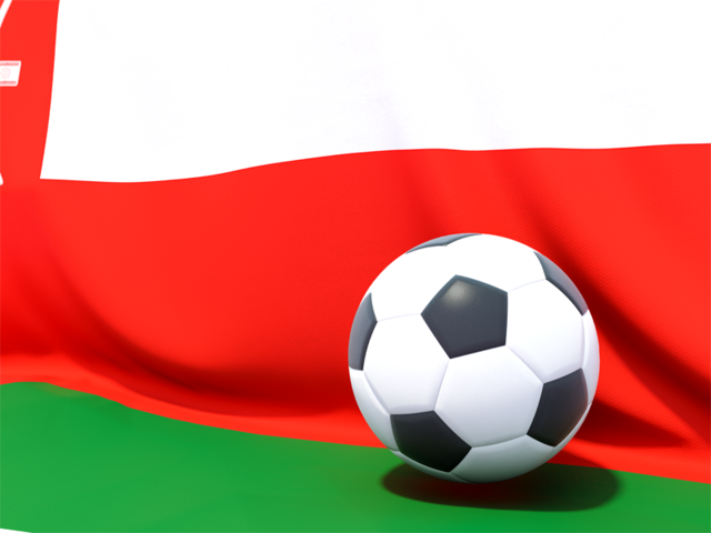 Flag with football in front of it. Download flag icon of Oman at PNG format