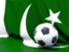 Pakistan. Flag with football in front of it. Download icon.