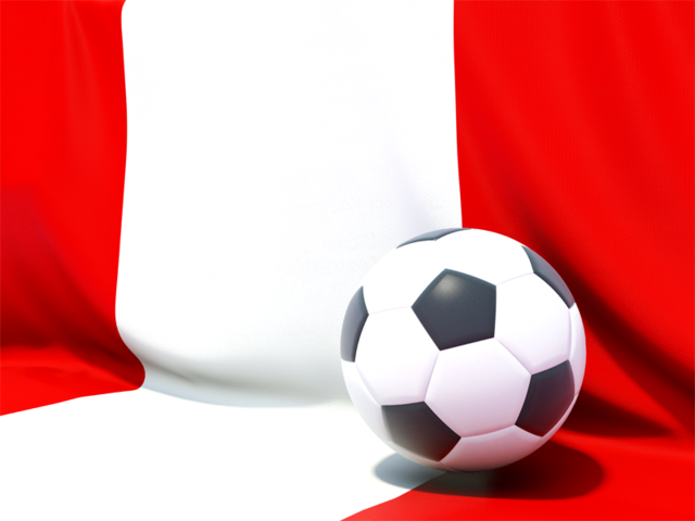 Футбольный мяч на фоне флага. Скачать флаг. Перу