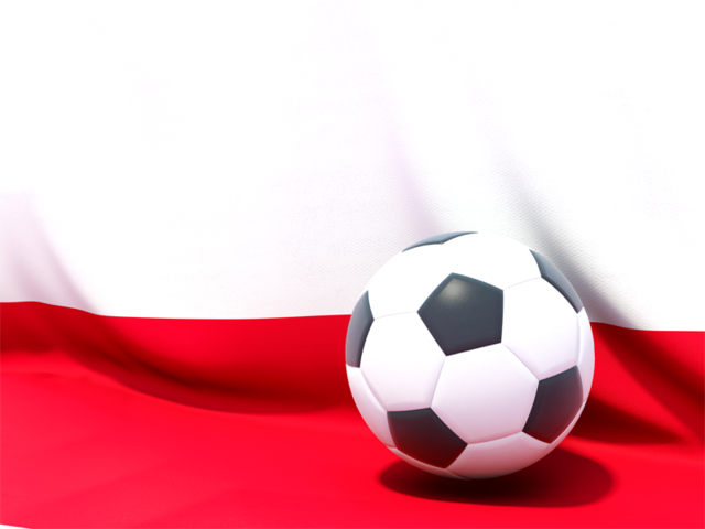 Flag with football in front of it. Download flag icon of Poland at PNG format