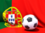 Portugal. Flag with football in front of it. Download icon.