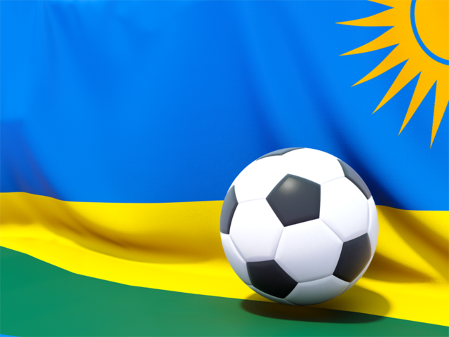 Футбольный мяч на фоне флага. Скачать флаг. Руанда