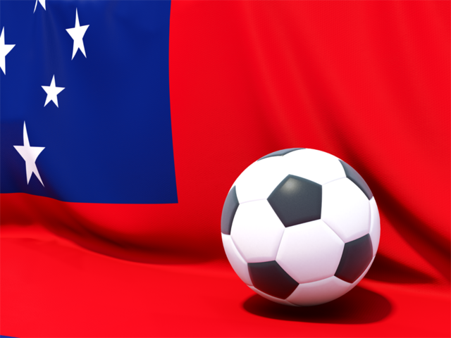 Flag with football in front of it. Download flag icon of Samoa at PNG format