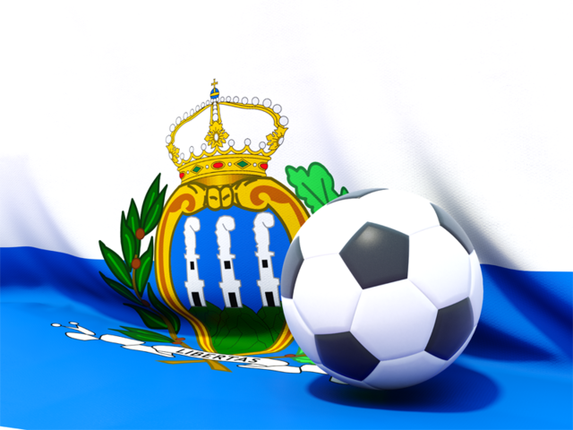 Футбольный мяч на фоне флага. Скачать флаг. Сан-Марино