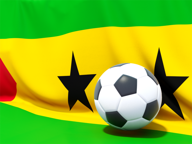 Футбольный мяч на фоне флага. Скачать флаг. Сан-Томе и Принсипи