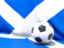 Scotland. Flag with football in front of it. Download icon.
