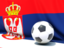 Сербия. Футбольный мяч на фоне флага. Скачать иконку.