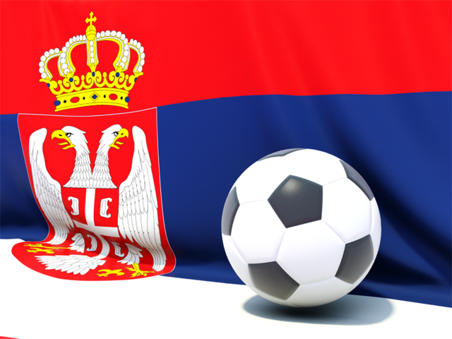 Flag with football in front of it. Download flag icon of Serbia at PNG format