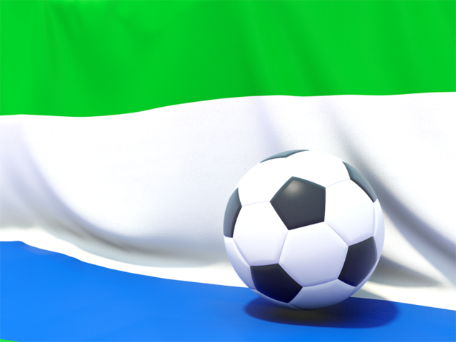 Футбольный мяч на фоне флага. Скачать флаг. Сьерра-Леоне