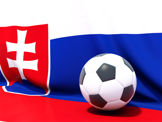 Футбольный мяч на фоне флага. Скачать флаг. Словакия