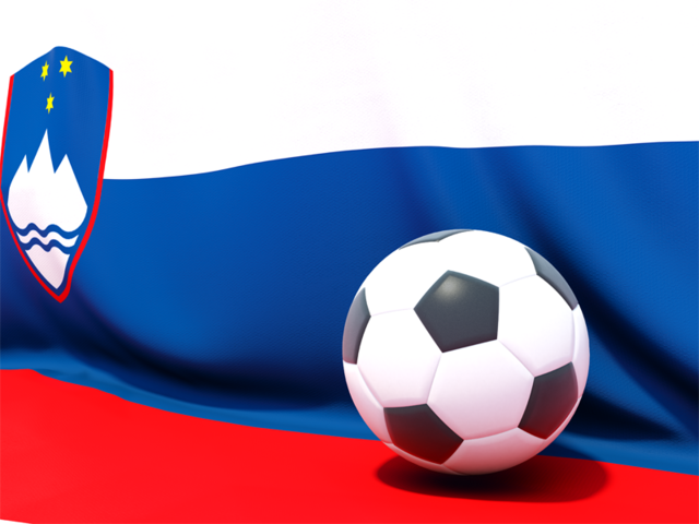 Футбольный мяч на фоне флага. Скачать флаг. Словения