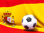 Испания. Футбольный мяч на фоне флага. Скачать иллюстрацию.