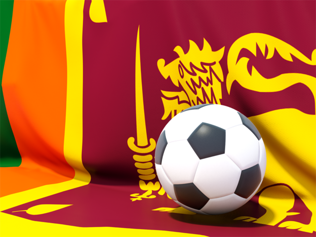 Футбольный мяч на фоне флага. Скачать флаг. Шри-Ланка