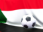 Sudan. Flag with football in front of it. Download icon.