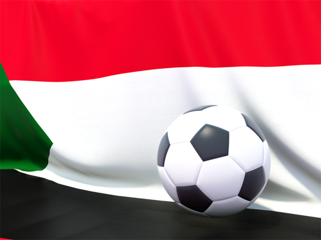 Футбольный мяч на фоне флага. Скачать флаг. Судан