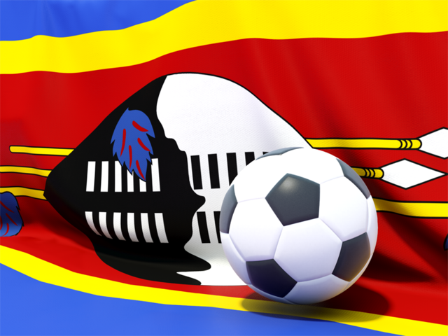 Футбольный мяч на фоне флага. Скачать флаг. Свазиленд