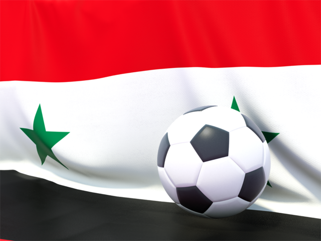 Flag with football in front of it. Download flag icon of Syria at PNG format