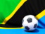 Tanzania. Flag with football in front of it. Download icon.