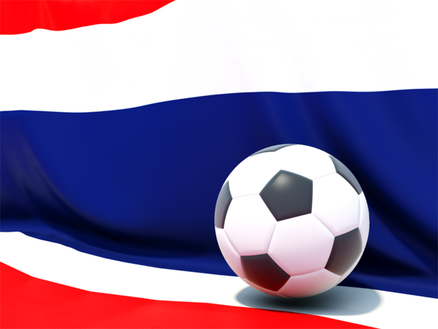 Футбольный мяч на фоне флага. Скачать флаг. Таиланд